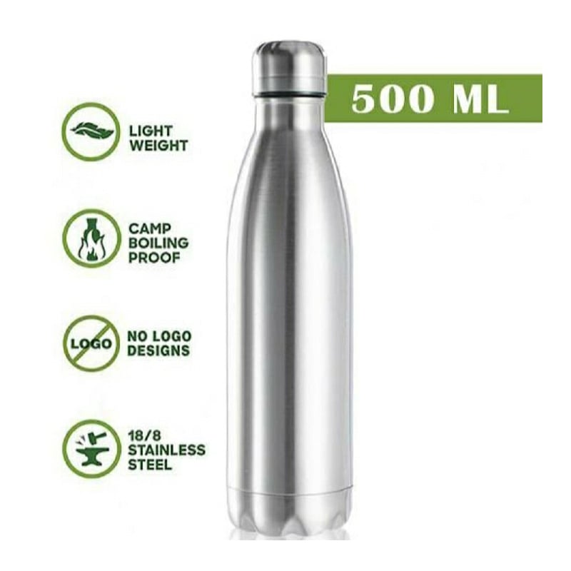 Picture of 1 Pcs Sport Water Bottle Vacuum Flask 500ml Portable Stainless Steel Wide Mouth Drinking Outdoor Travel Cycle Kettle Flask Camp