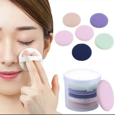 Picture of Professional 5pic Colorful Round Shape Facial Face Body Powder Foundation Puff Portable Soft Cosmetic Puff Makeup Sponge