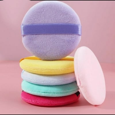 Picture of Professional 5pic Colorful Round Shape Facial Face Body Powder Foundation Puff Portable Soft Cosmetic Puff Makeup Sponge