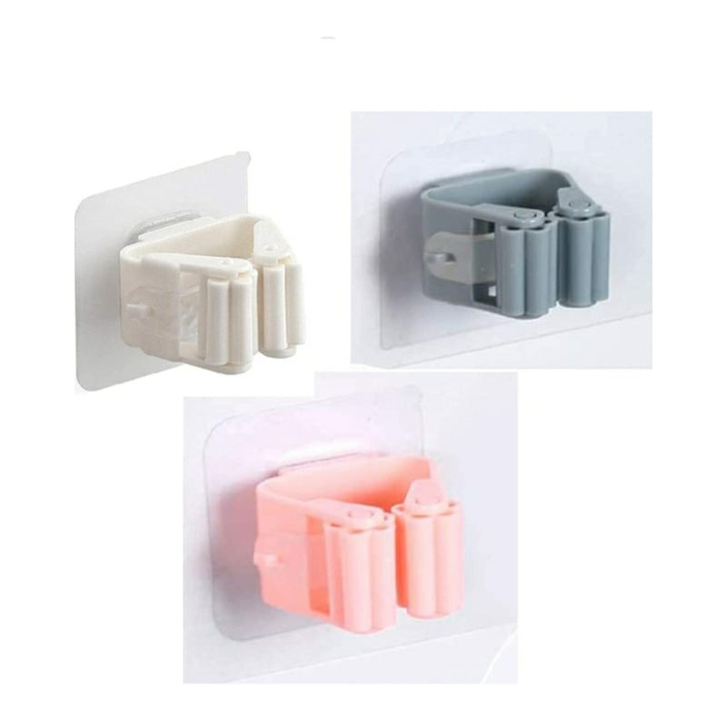 Picture of 1pcs Wall Mounted Mop Organizer Holder Brush Broom Hanger Home Storage Rack Bathroom Suction Hanging Pipe Hooks Household Tools