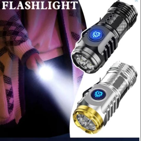 Picture of Three-Eyed Monster Mini Flash Super Power flashlight Rechargeable Portable Outdoor Lighting Long-Range Powerful Flash Lights - Multicolor - Int: One size