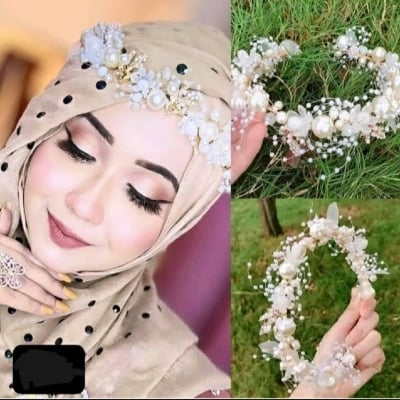 Picture of 1pcs Headband Elegant Girls Bridal Headband Imitated Pearl Hair Headdress Flower Wreath Bride Garland Head Hoop Wedding Headbands Hair Jewelry (292247124)