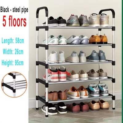 Picture of light weight Shoe Rack 5 Layer Dustproof Household Doorstep Shoe Cabinet Storage Space Saving Assembly Of Small Shoe Rack