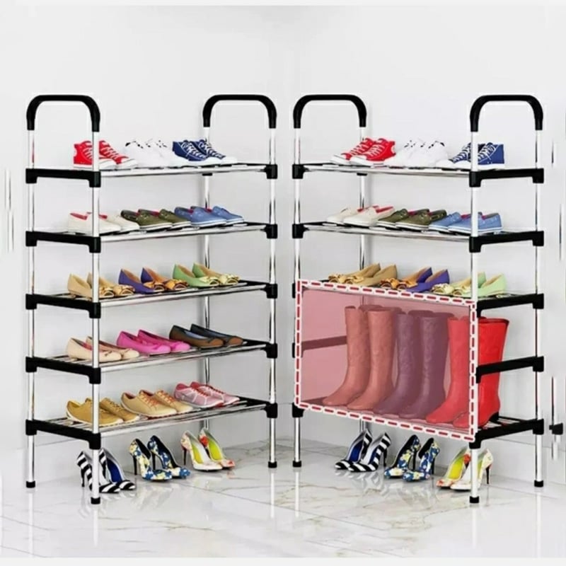 Picture of light weight Shoe Rack 5 Layer Dustproof Household Doorstep Shoe Cabinet Storage Space Saving Assembly Of Small Shoe Rack