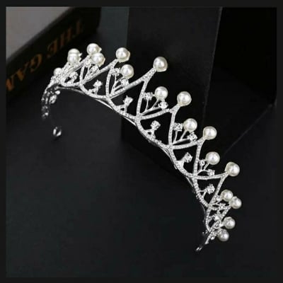Picture of Wedding Crown Hair Jewelry Bridal Hair Accessories Women Baroque Pearl Crown Rhinestones Crystal Tiaras Bride Queen Party Crowns Gift