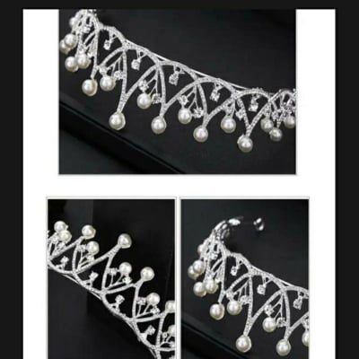 Picture of Wedding Crown Hair Jewelry Bridal Hair Accessories Women Baroque Pearl Crown Rhinestones Crystal Tiaras Bride Queen Party Crowns Gift