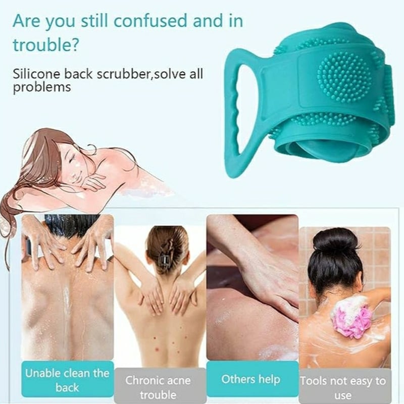 Picture of Silicone Back Scrubber Bath Belt Double-Sided Massage Body Wash Brush Shower Exfoliating Belt Removes Bath Towel, Cleaning Tools for men and women