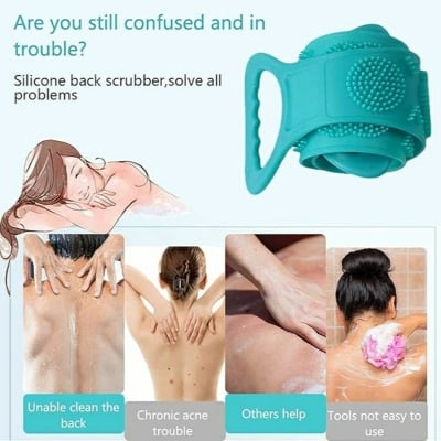 Picture of Silicone Back Scrubber Bath Belt Double-Sided Massage Body Wash Brush Shower Exfoliating Belt Removes Bath Towel, Cleaning Tools for men and women