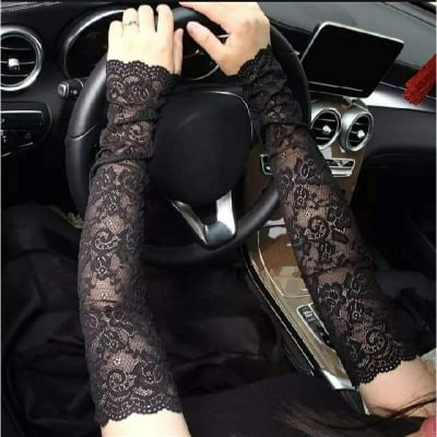 Picture of Sexy Women Arm Sleeves, hand gloves for women Fishnet Long Gloves with Thumb Hole
