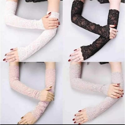 Picture of Sexy Women Arm Sleeves, hand gloves for women Fishnet Long Gloves with Thumb Hole