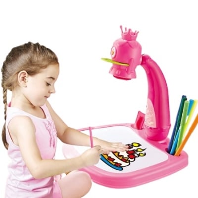 Picture of New 2024-Dream Projection Study Desk, Children Learning Study Led Projector, Art Drawing Table Toys, Kids Painting Board Desk - Multicolor
