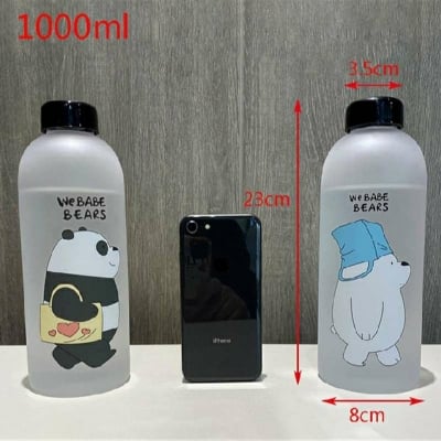 Picture of Panda Transparent Water Bottles With Straw Frosted Protein Shaker Kawaii Large Capacity Drinking Utensils 1L