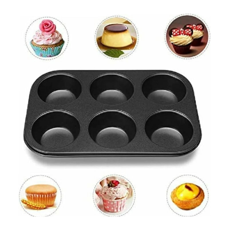 Picture of 6 Holes Stainless Steel Non-stick Muffin Cake Baking Oven Pan Cookie Tray Cup Cake Mold