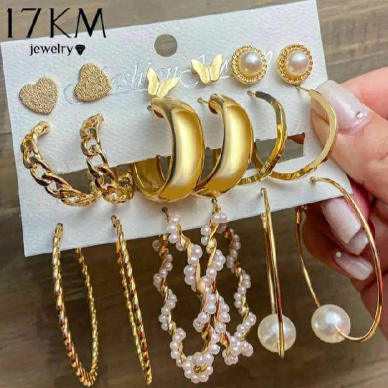 Picture of 18pcs earing set for women Hoop Earrings Set Fashion Drop Dangle Earring Hypoallergenic Earrings Girls Trendy Jewelry