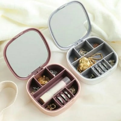 Picture of Luxury Mini Jewel Box with mirror / Jewelery Organizer Storage Box / Portable Jewel Box for Travel / Jewellery box for Necklace Ring Earring Case