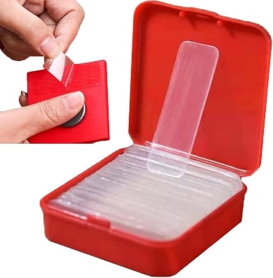 Picture of 60pcs Reusable Multifunctional Double Sided Adhesive Clear Tape Sticky Transparent Tape - Red - Int: One size