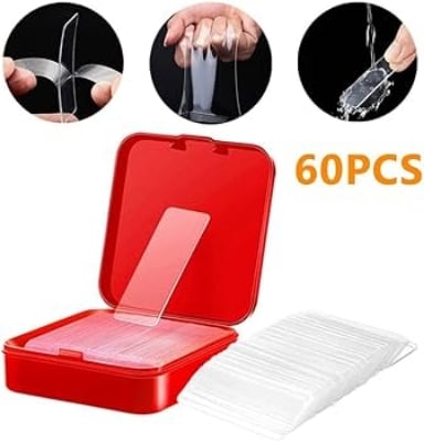 Picture of 60pcs Reusable Multifunctional Double Sided Adhesive Clear Tape Sticky Transparent Tape - Red - Int: One size