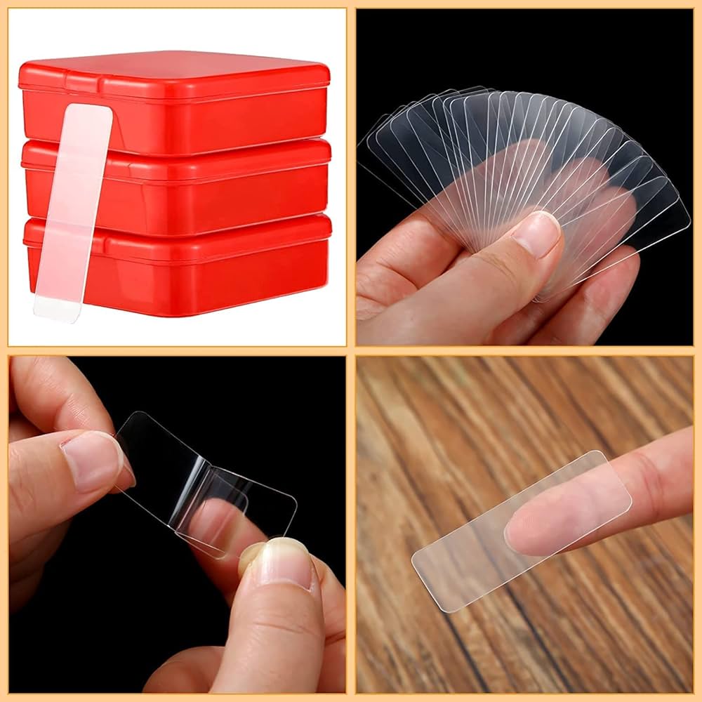 Picture of 60pcs Reusable Multifunctional Double Sided Adhesive Clear Tape Sticky Transparent Tape - Red - Int: One size