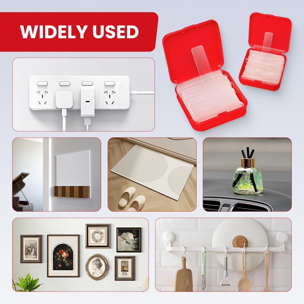 Picture of 60pcs Reusable Multifunctional Double Sided Adhesive Clear Tape Sticky Transparent Tape - Red - Int: One size