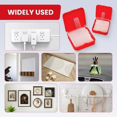 Picture of 60pcs Reusable Multifunctional Double Sided Adhesive Clear Tape Sticky Transparent Tape - Red - Int: One size