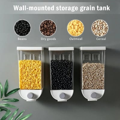 Picture of Wall Mounted Whole Grain Storage Tank Cereal Dispenser-1kg - White - Int: One size