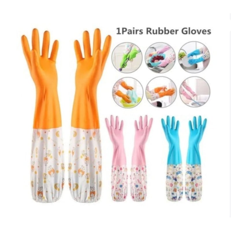 Picture of High Quality Silicone Dish Washing Kitchen Hand Gloves (Multicolor)