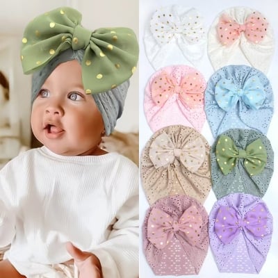 Picture of 1pcs Girl Cap Newborn Hat For Girl And Boy of Cotton Elastic Head wrap