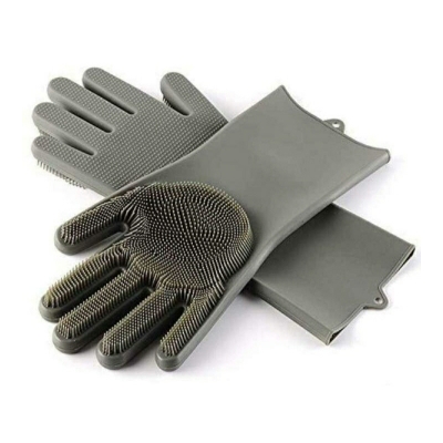 Picture of Silicone Cleaning Gloves with Wash Scrubber Reusable Brush Dish