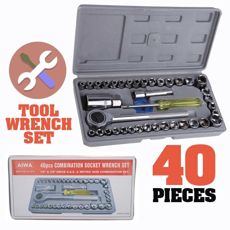 Picture of New Aiwa 40 in 1 Pieces Tool Kit and Screwdriver and Socket Set for Bike and Automobile Goti Set - Grey - Int: One size