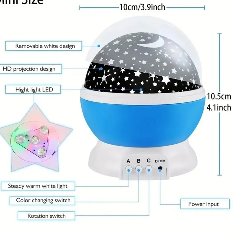Picture of New Star Master light Rotating Sky Colourful Light Starry sky night light projector Star and moonlight Table Lamp Night Light Star Master Decoration Light Festival Light - Table Lamp - Table Lamp - Multicolor - Int: One size