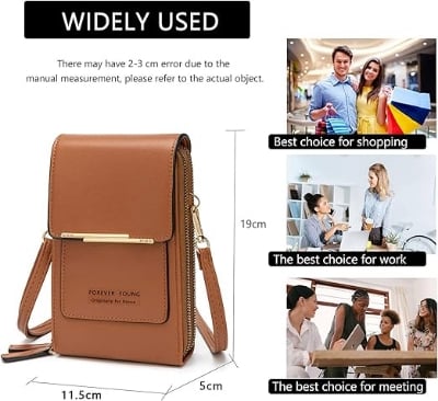 Picture of Women Bags Soft Leather Wallets Touch Screen ( brown color ) - Brown - Int: One size