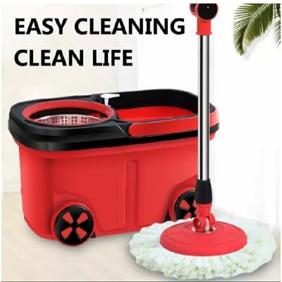 Picture of 360 Degree Floor Magic Rotating Mop Bucket Set with 2 Microfiber Mop Heads Used for Floor