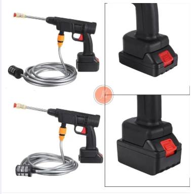 Picture of Double Battry Portable Car Wash Washer Gun Cordless High Pressure Car Washer Spray Rechargeable 2 Type Wash Gun Electric Water Gun Machine - Black - Int: One size