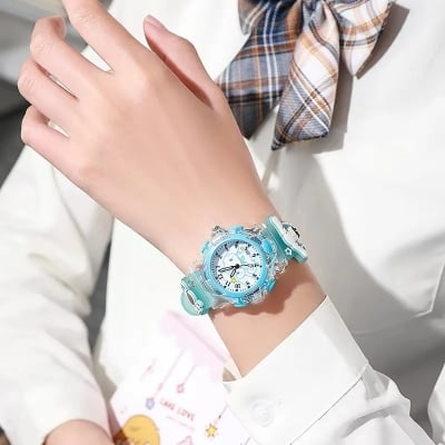 Picture of Kawaii Sanrio Watch Cinnamoroll Melody Children LED Luminous Watch Kuromi Hello Kitty Student Wrist Watch Kids Birthday Gift Toy - Multicolor - Int: One size