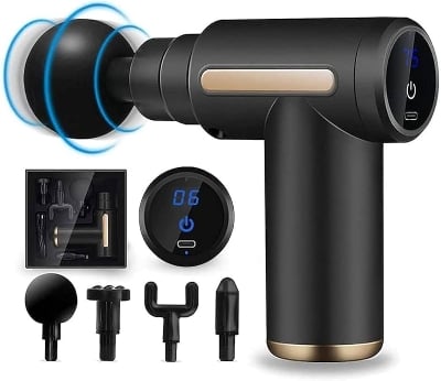 Picture of Body massage gun,Electric Vibration Body muscle massager Fascial Gun & Recovery device,fascia,body massage machine,Facial Body Massage Gun - Black - Int: One size