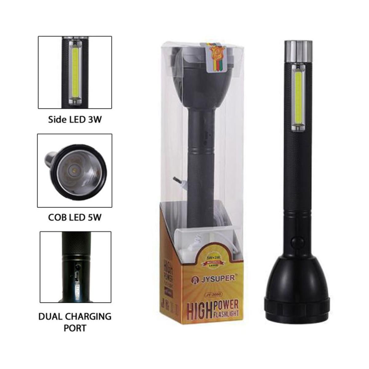 Picture of Big Size-Rechargeable LED Flashlights Torch USB - Black - Int: One size