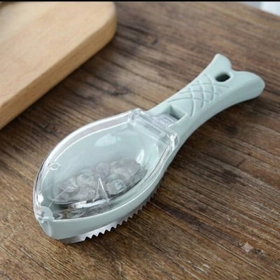 Picture of Fish Skin Brush Scraping Fishing Scale Brush Graters Fast Remove Fish knife Cleaning Peeler Scaler Scraper mutfak malzemeleri, Blue, Scales scraper with lid