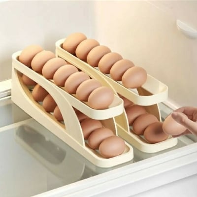 Picture of Automatic Roll-Down Double-Layer Egg Organizer, Automatic Scrolling Egg Dispenser Holder