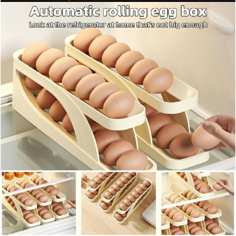 Picture of Automatic Roll-Down Double-Layer Egg Organizer, Automatic Scrolling Egg Dispenser Holder