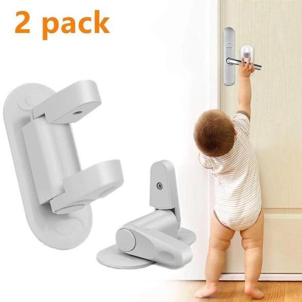 Picture of 2PCS Advanced Child Door Lever Lock Unique Double Locks Design Baby Proofing Doors Locks - Door Bottom Sealing Strip - White - Int: One size