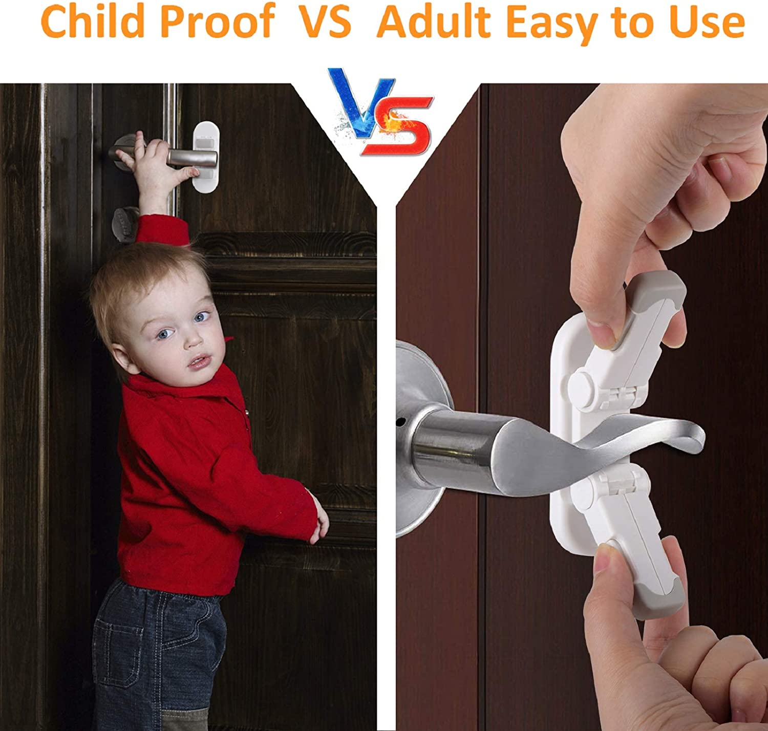 Picture of 2PCS Advanced Child Door Lever Lock Unique Double Locks Design Baby Proofing Doors Locks - Door Bottom Sealing Strip - White - Int: One size