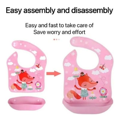 Picture of Baby Bib With Pocket Silicone Waterproof Color And Shape Changing