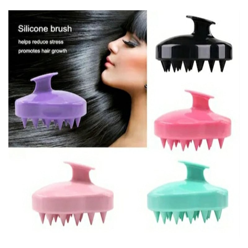 Picture of Hair Wash Brush Scalp Massage Silicone Head Haircare Massager Comb (Multiple Colors)