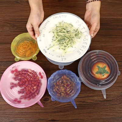 Picture of 6pcs Silicone Fresh-keeping Cover Universal Bowl Dish Seal Membrane - Multicolor - Int: One size