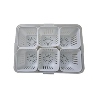 Picture of Fridge Storage Box, 6 Grid Refrigerator Storage Containers, Kitchen Storage Set, Vegetable Storage, Draining Crisper Food Box
