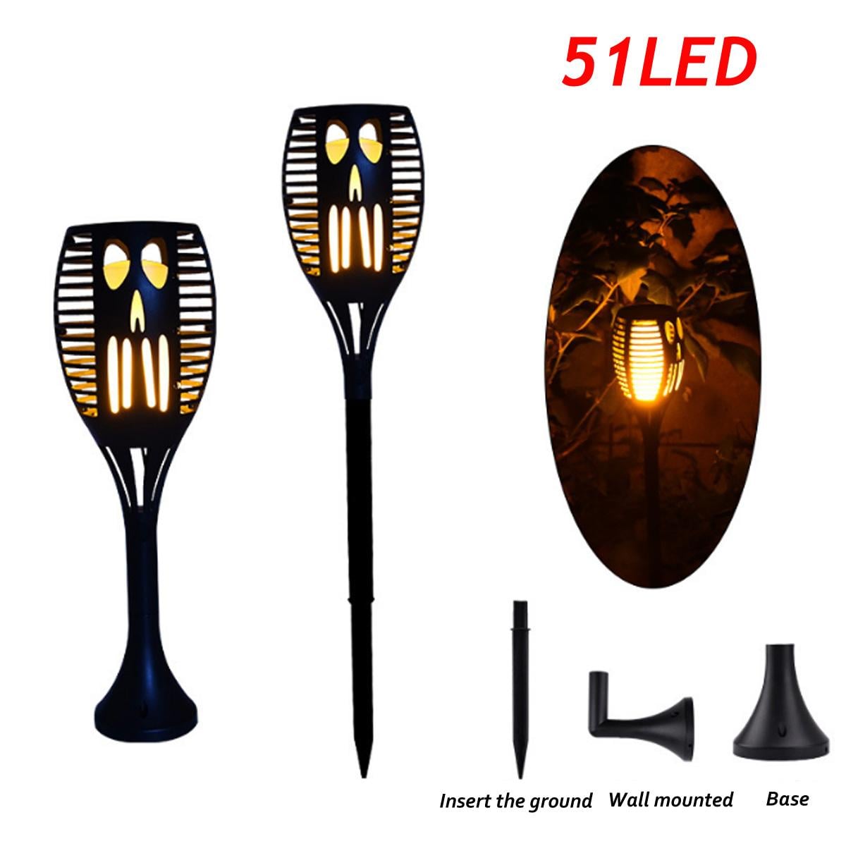 Picture of New 2024-1PCS 51LED Solar Power Garden Light Flickering Flame Waterproof Yard Lamp - Black - Int: One size