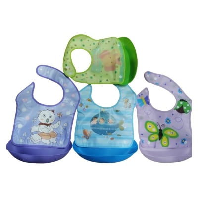 Picture of Silicone Waterproof Bibs For Baby Kids Burp Cloth Cartoon Adjustable Feeding