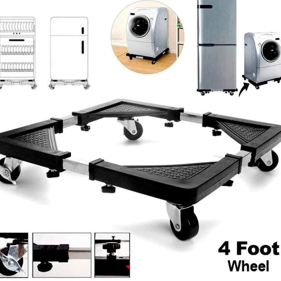 Picture of Smart Deal 24-Roller Washing MachineMobile Refrigerator Base Reinforced Retractable Movable Rack with Wheels Kitchen Fridge Base Bracket - Black - Int: One size