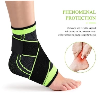 Picture of Ankle Brace, Ankle Support with Adjustable Strap for Weak Ankles, Sleeve Socks for Ligament Damage, Sprained Ankle, Plantar Fasciitis, Achilles Tendonitis, One Size for Men & Women