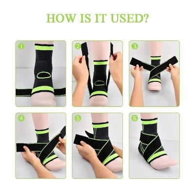 Picture of Ankle Brace, Ankle Support with Adjustable Strap for Weak Ankles, Sleeve Socks for Ligament Damage, Sprained Ankle, Plantar Fasciitis, Achilles Tendonitis, One Size for Men & Women